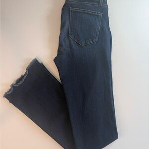 PAIGE Women’s Manhattan Bootcut Jeans Size 27 Dark Blue With Raw Hem Made In USA